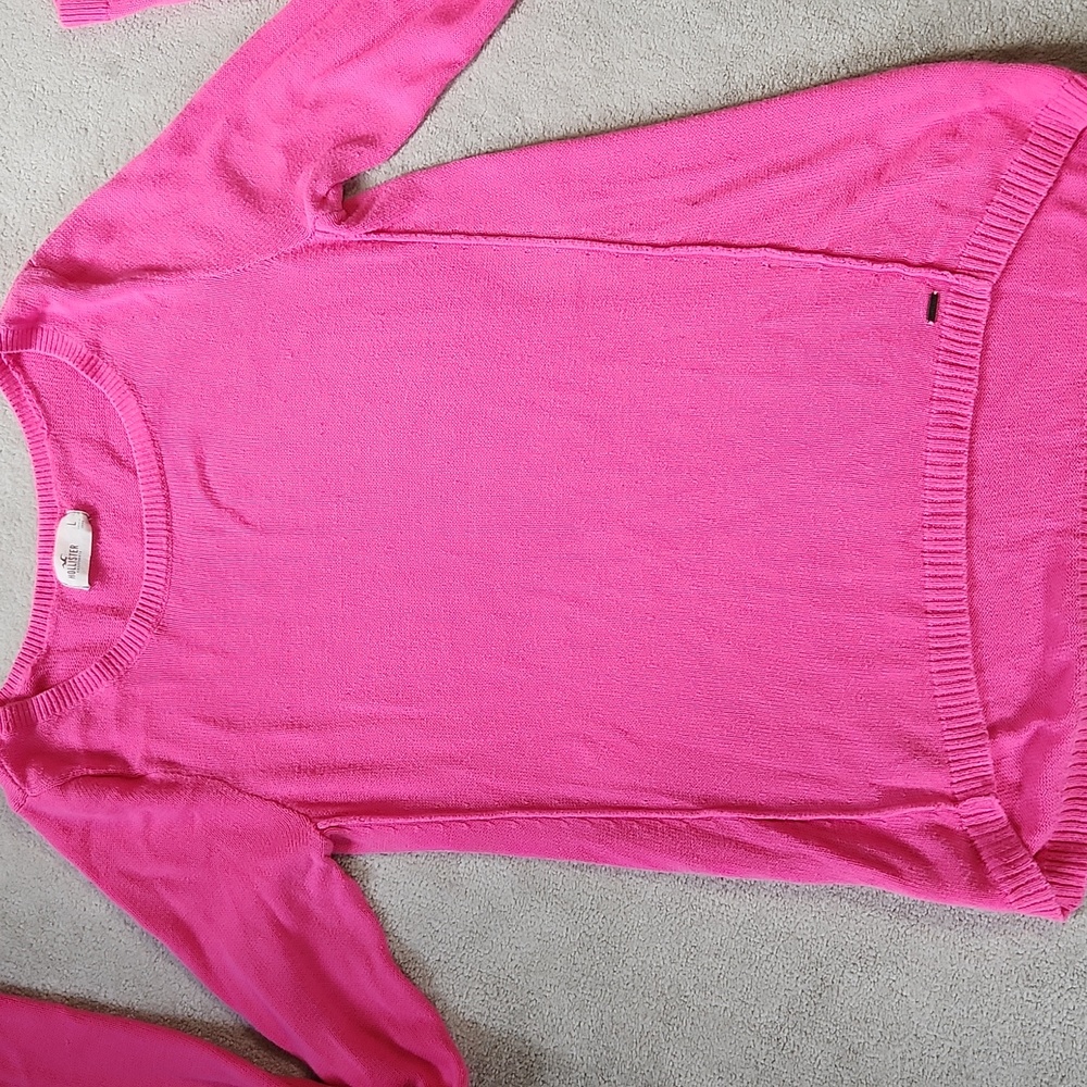 Vintage Hollister Pink Scoop Bottom Long Sleeve Sweater- Large